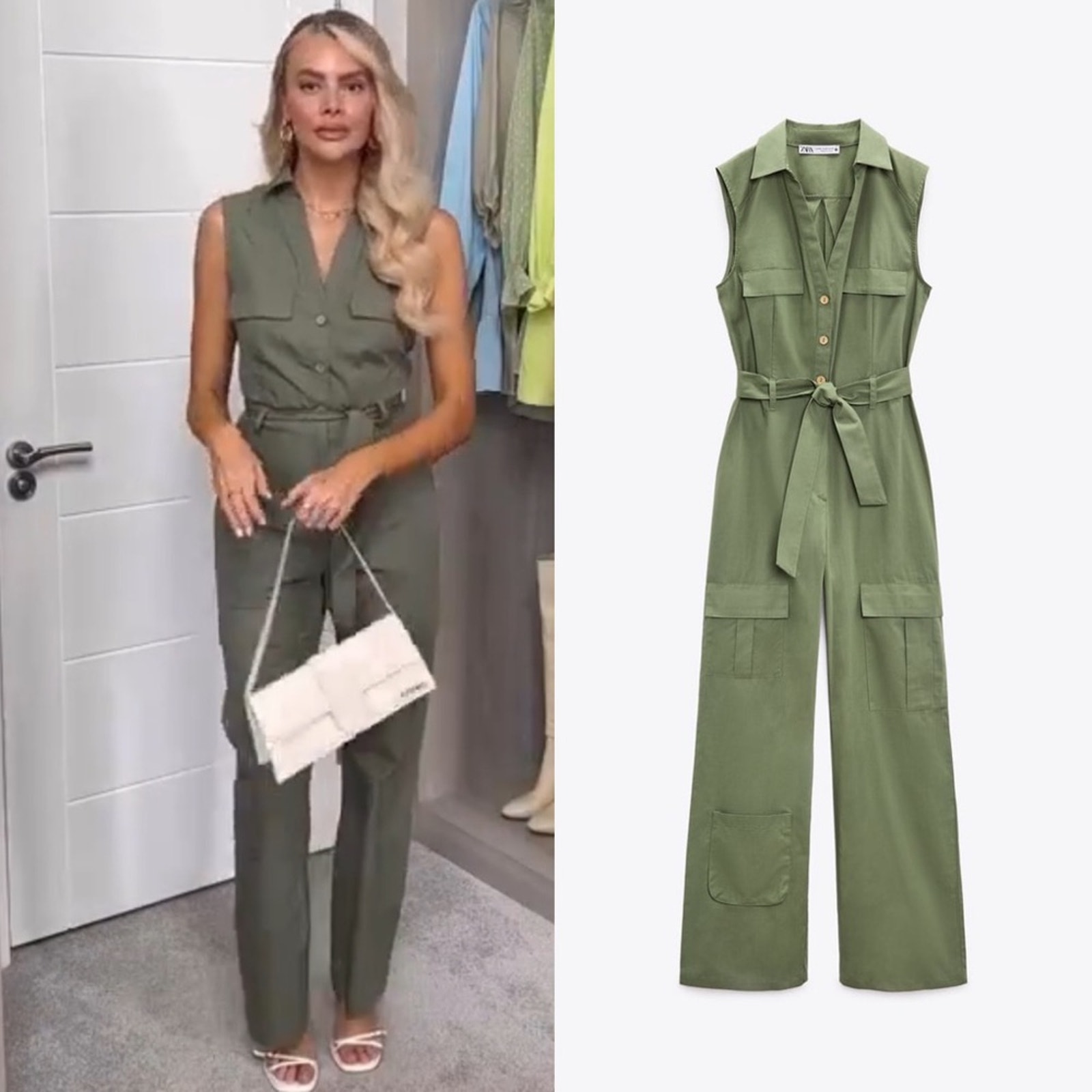 ZARA STRAIGHT LEG CARGO JUMPSUIT
