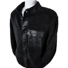 Goodfellow & Co Mens Lightweight Faux Fur Fleece Sweater Jacket, Black Soft Warm