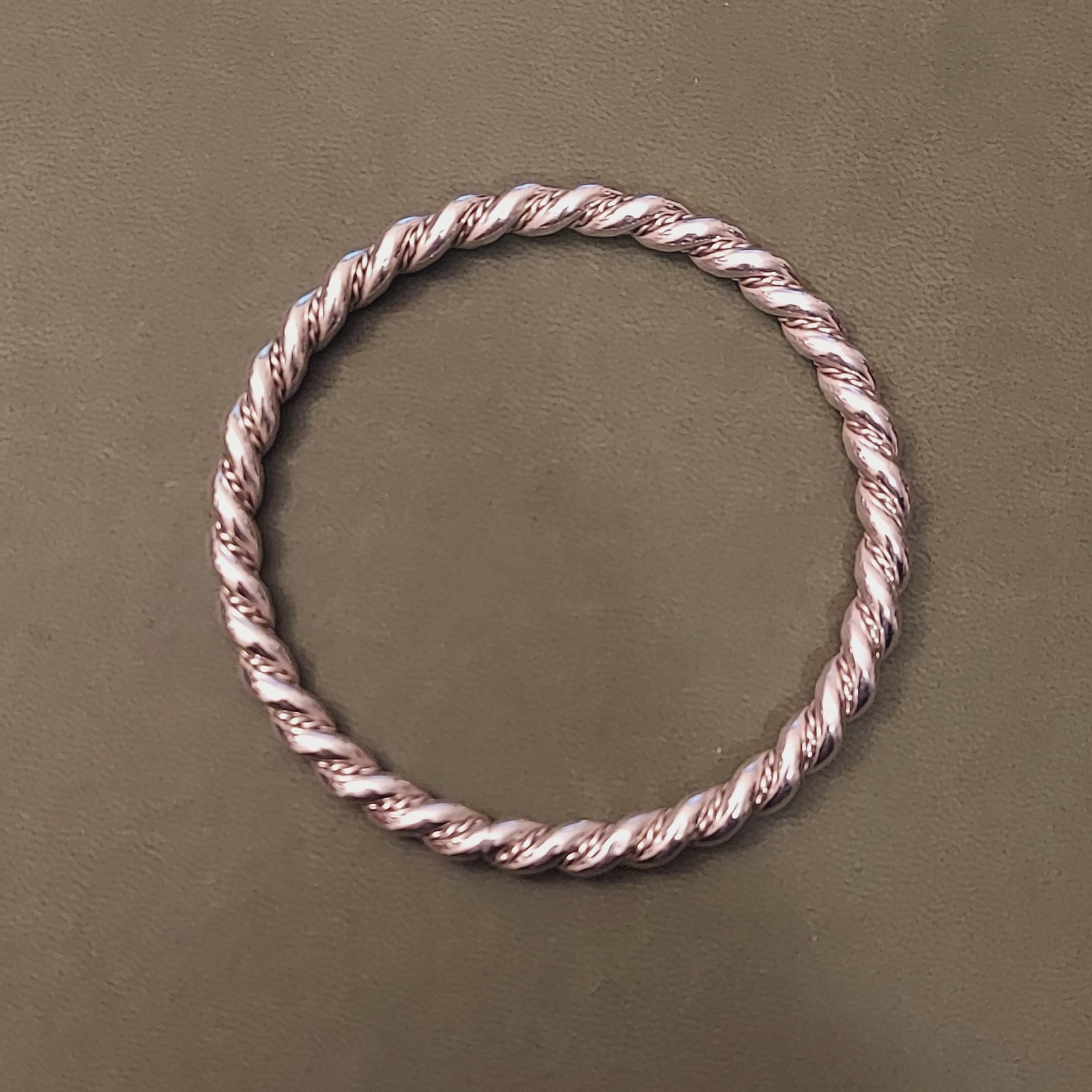 Vintage Solid Sterling Silver Twisted Rope Bangle Bracelet Southwestern Style