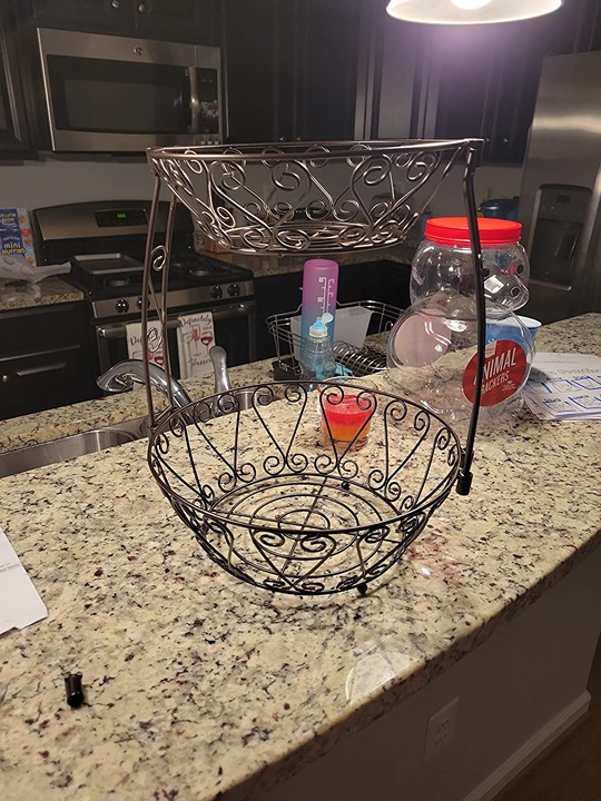 2-Tier Countertop Fruit Basket Bowl Storage, Bronze