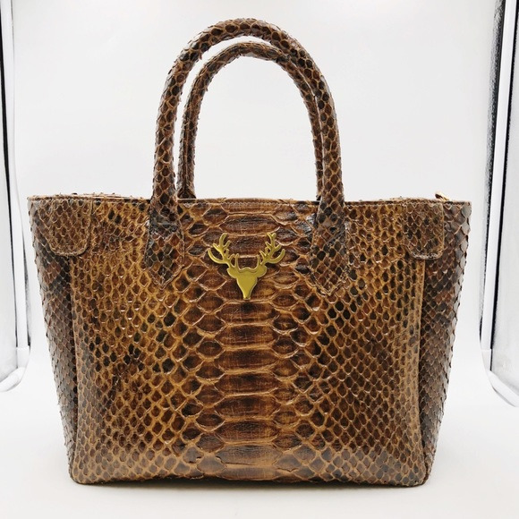 Taxidermy Midi Mackle Brown Python Purse