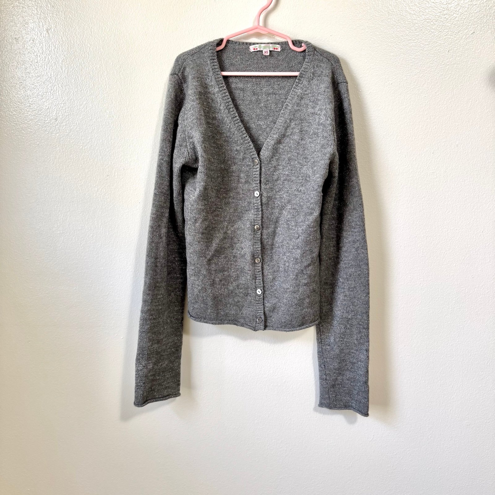 Gray pearl girl's Sweater Cardigan