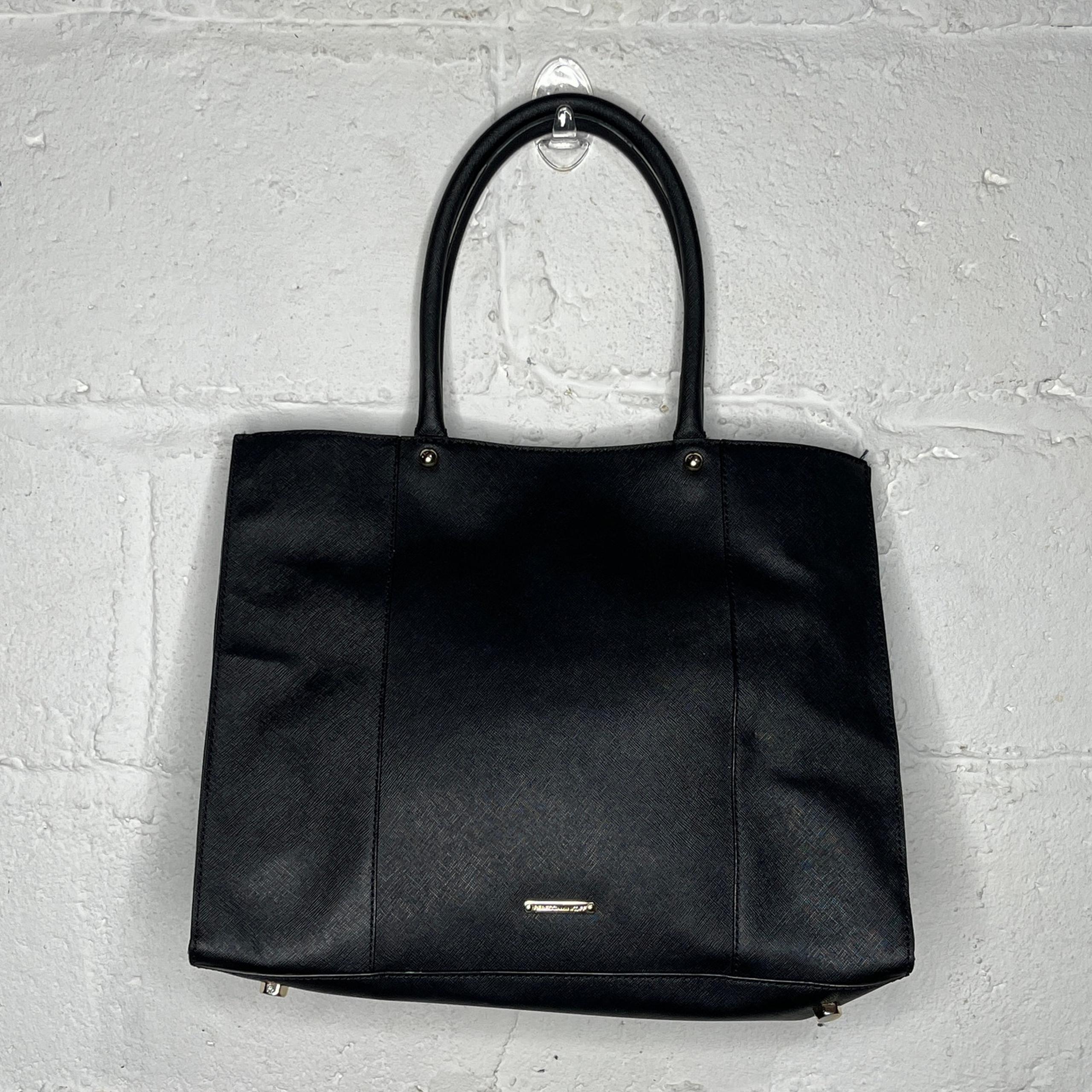 Rebecca Minkoff Women's Black Gold Embossed Leather Shoulder Tote Bag