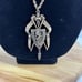 VTG CROWN & LION SHIELD/CREST PENDANT W/FAUX PEARLS & RED STONES 24 CHAIN UNSIG
