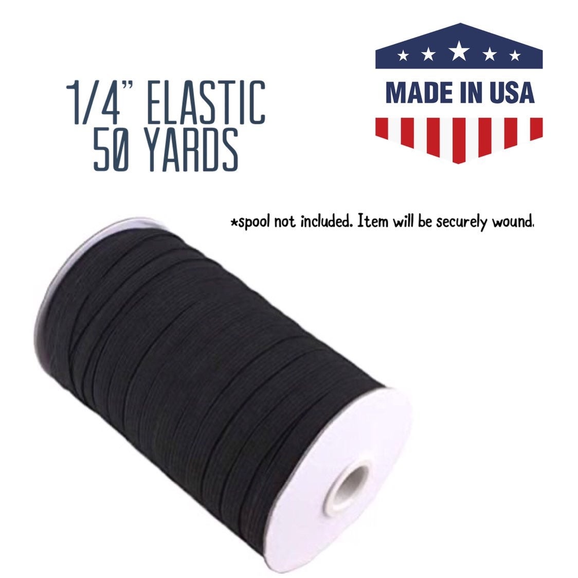 1/4 ELASTIC 50 Yards Black