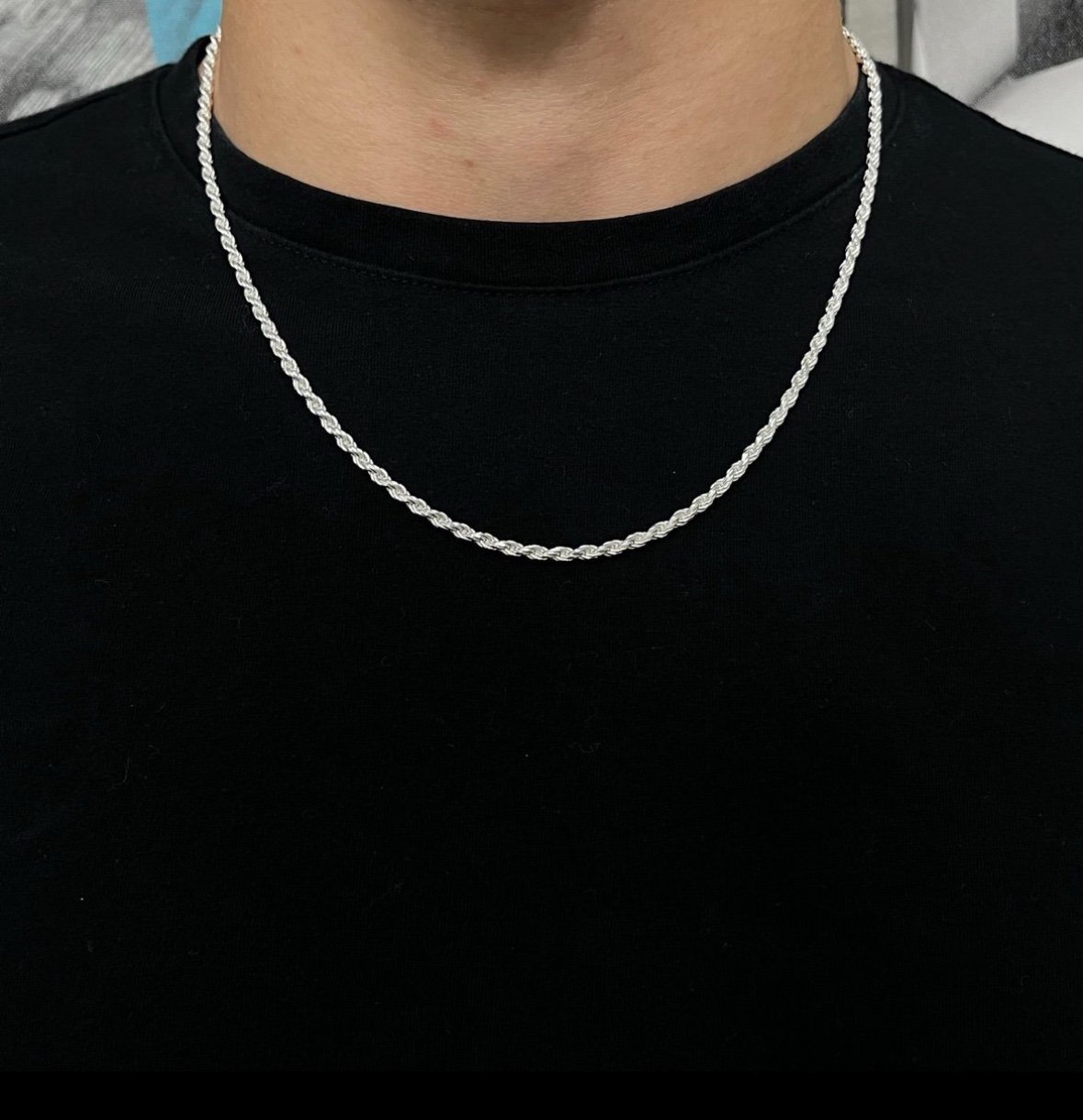 Solid Sterling Silver Rope Chain 2.5mm 20”