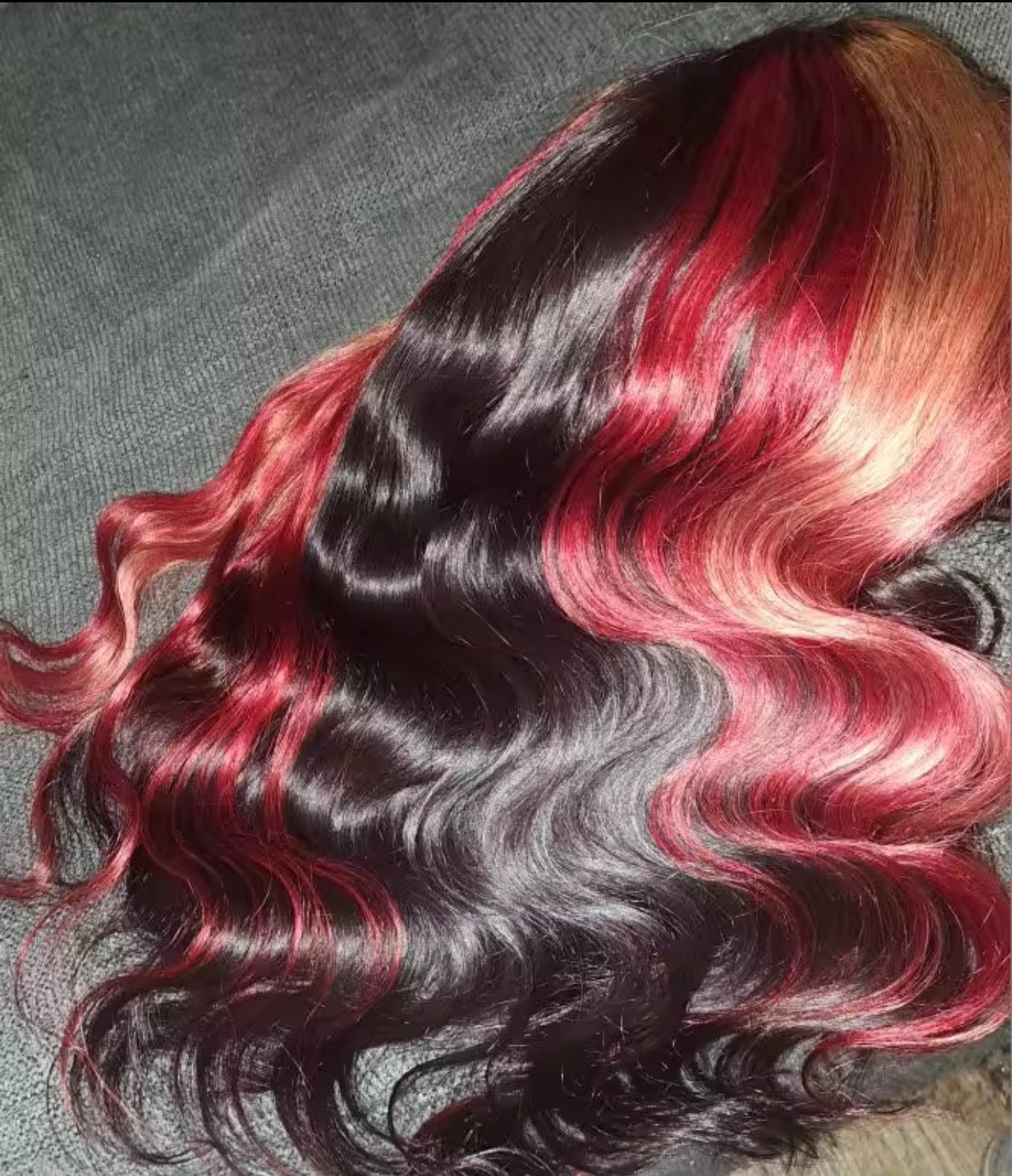 Highlight Red Blonde black wig