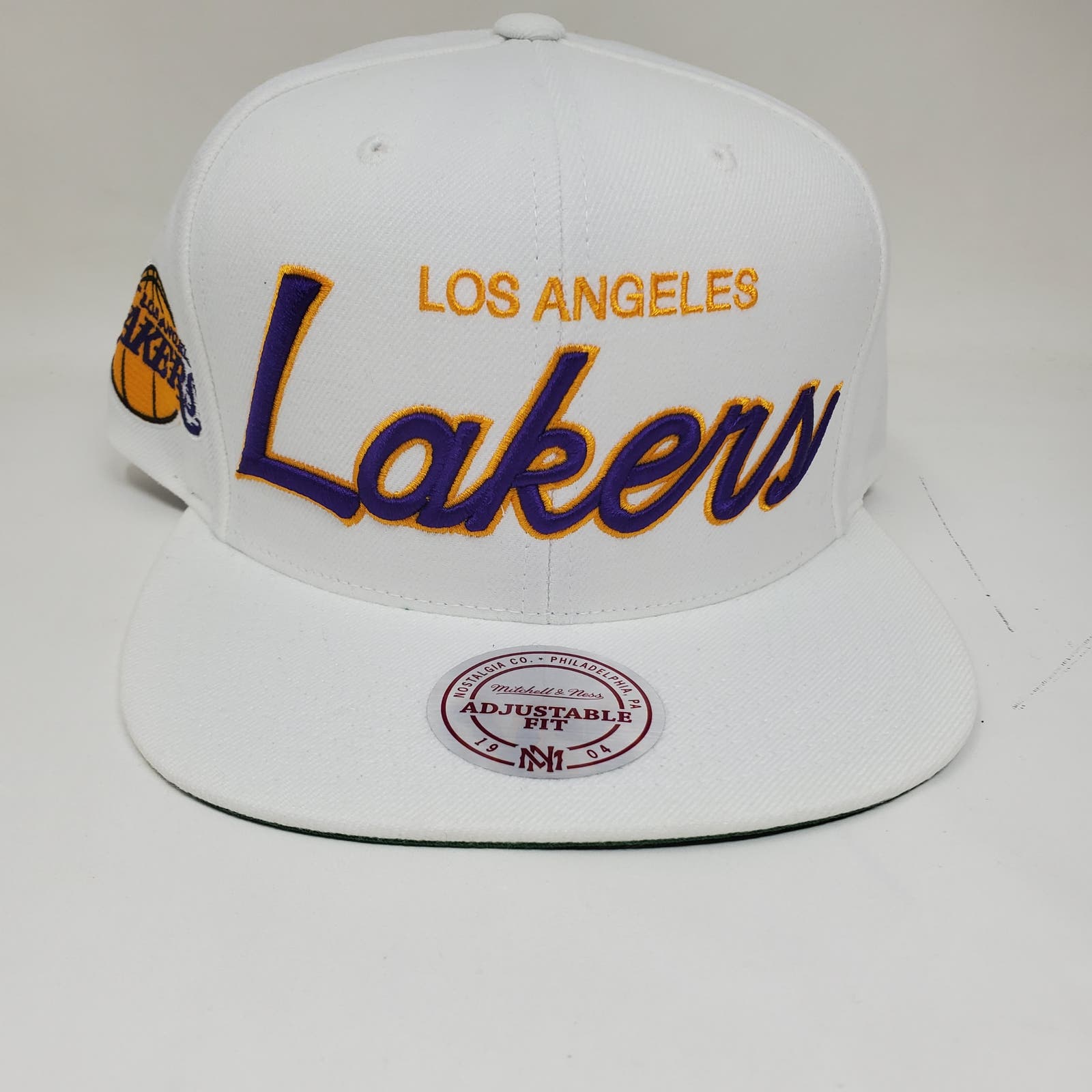 Mitchell & Ness HWC Los Angeles Lakers NBA Script Snapback Cap (White)