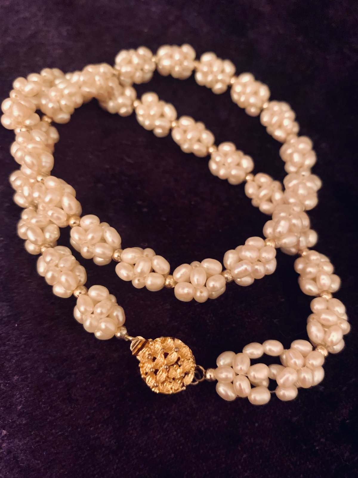 Vintage estate sale find authentic pearl necklace 24 inch white cluster beautifu