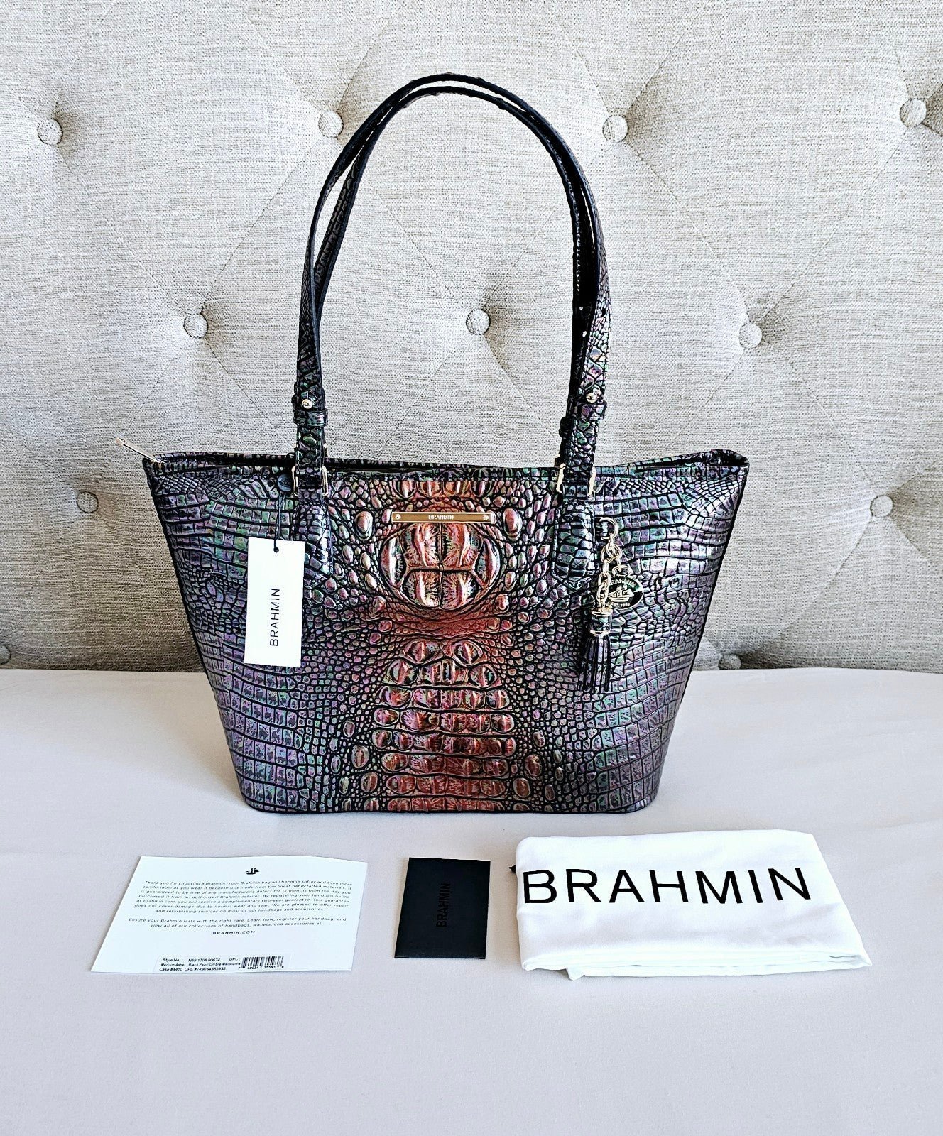 NWT Brahmin BLACK PEARL OMBRE Medium Asher #HARD TO FIND#
