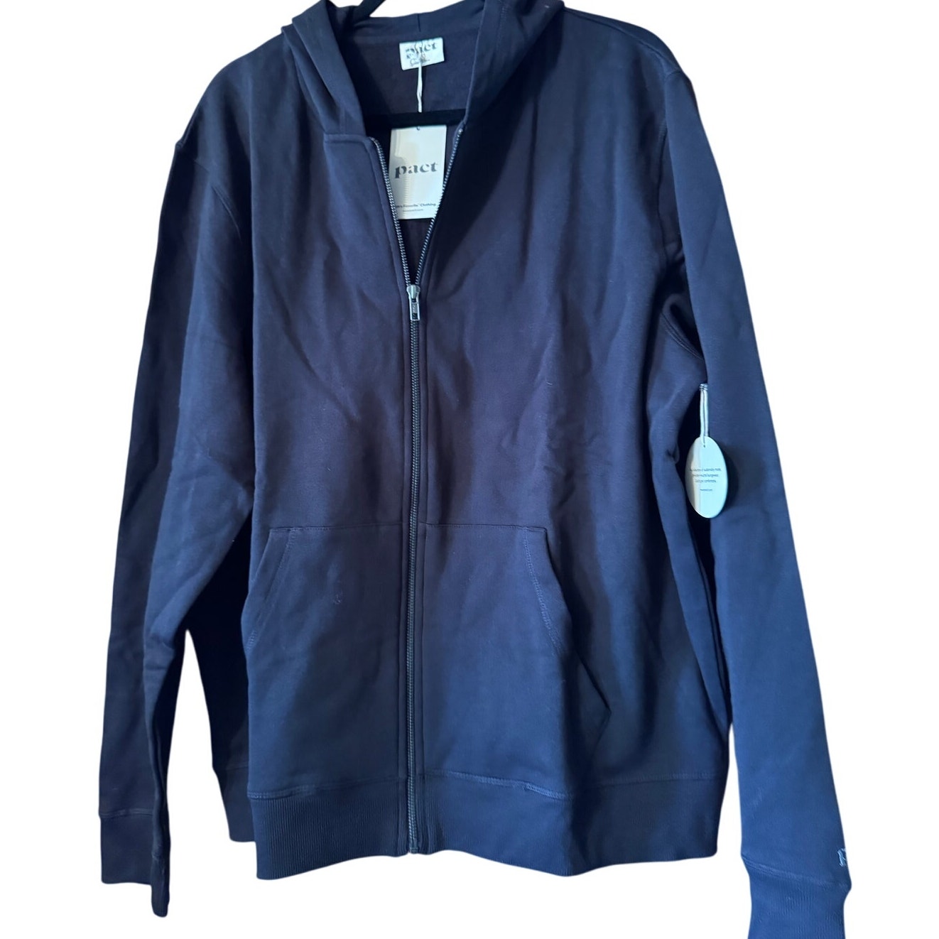 pact 100% organic cotton full zip Black hoodie Classic oversized XL