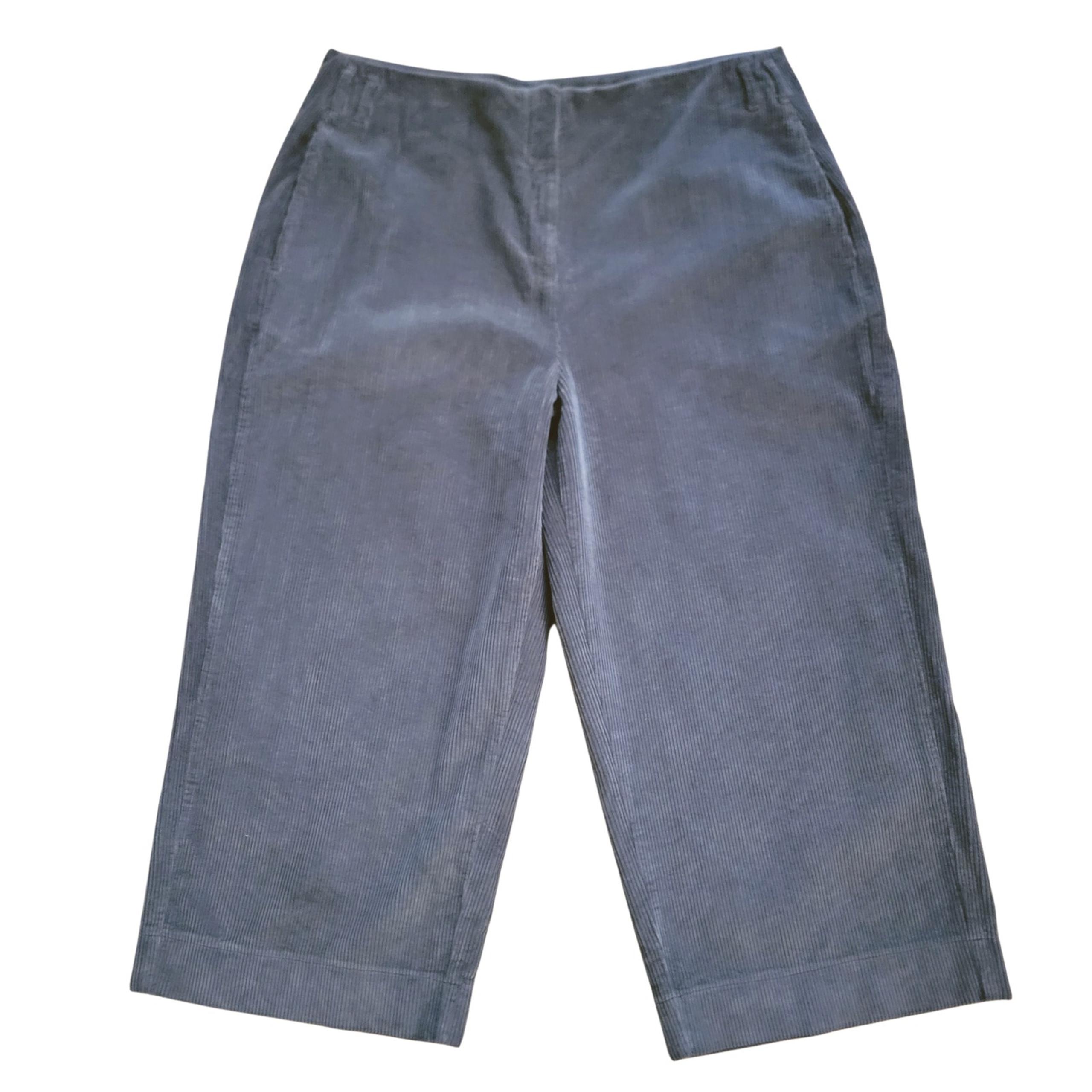POETRY Petrol Grey Corduroy Cropped Wide Leg Pants Womens 16 Boho Chic Grandpa