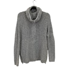 Athleta Borealis Cowl Neck Sweater Gray Long Sleeve Knit Wool Boucle Size Small
