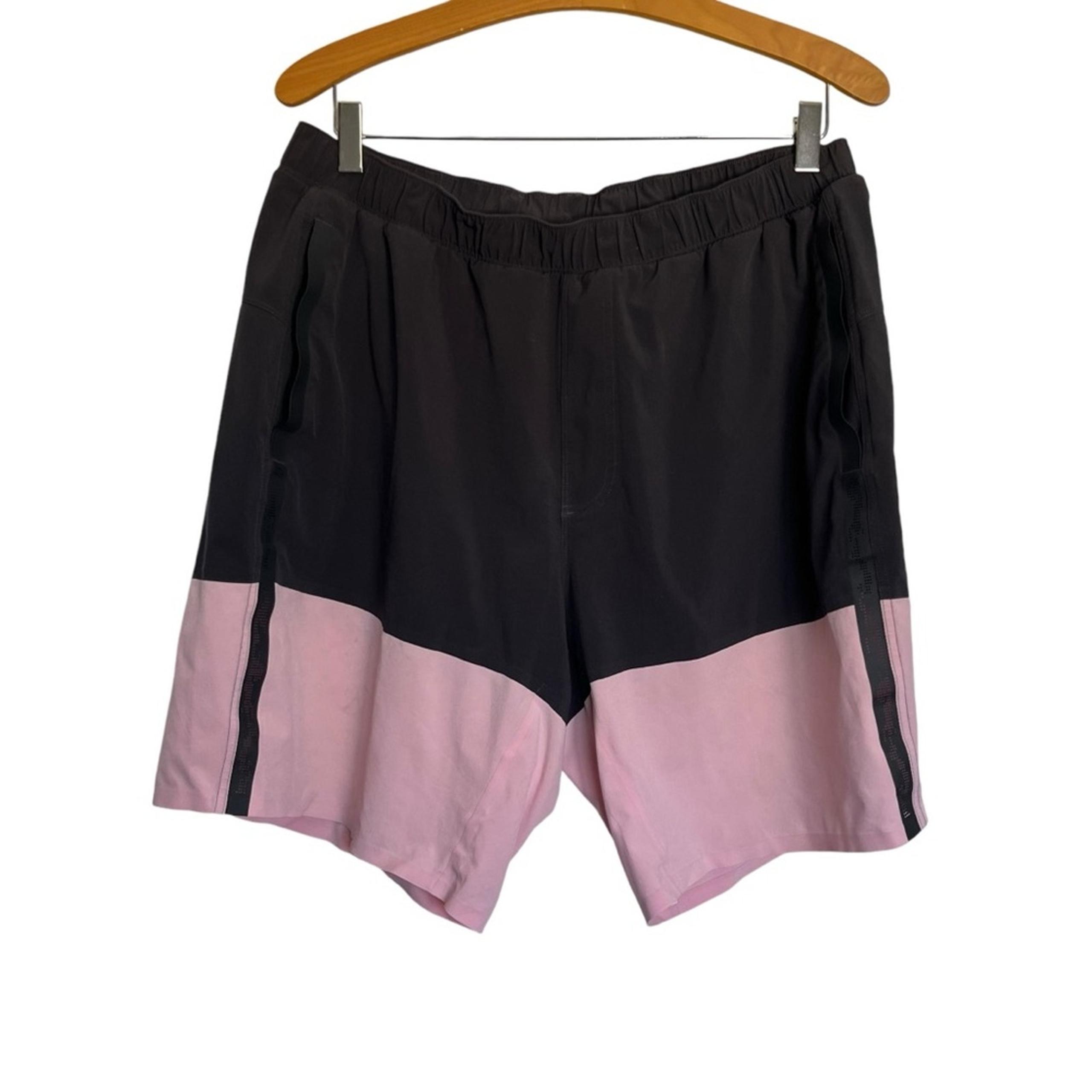 Lululemon Men's Colorblock Lightweight Athletic Shorts Workout Pink Gray Size XL