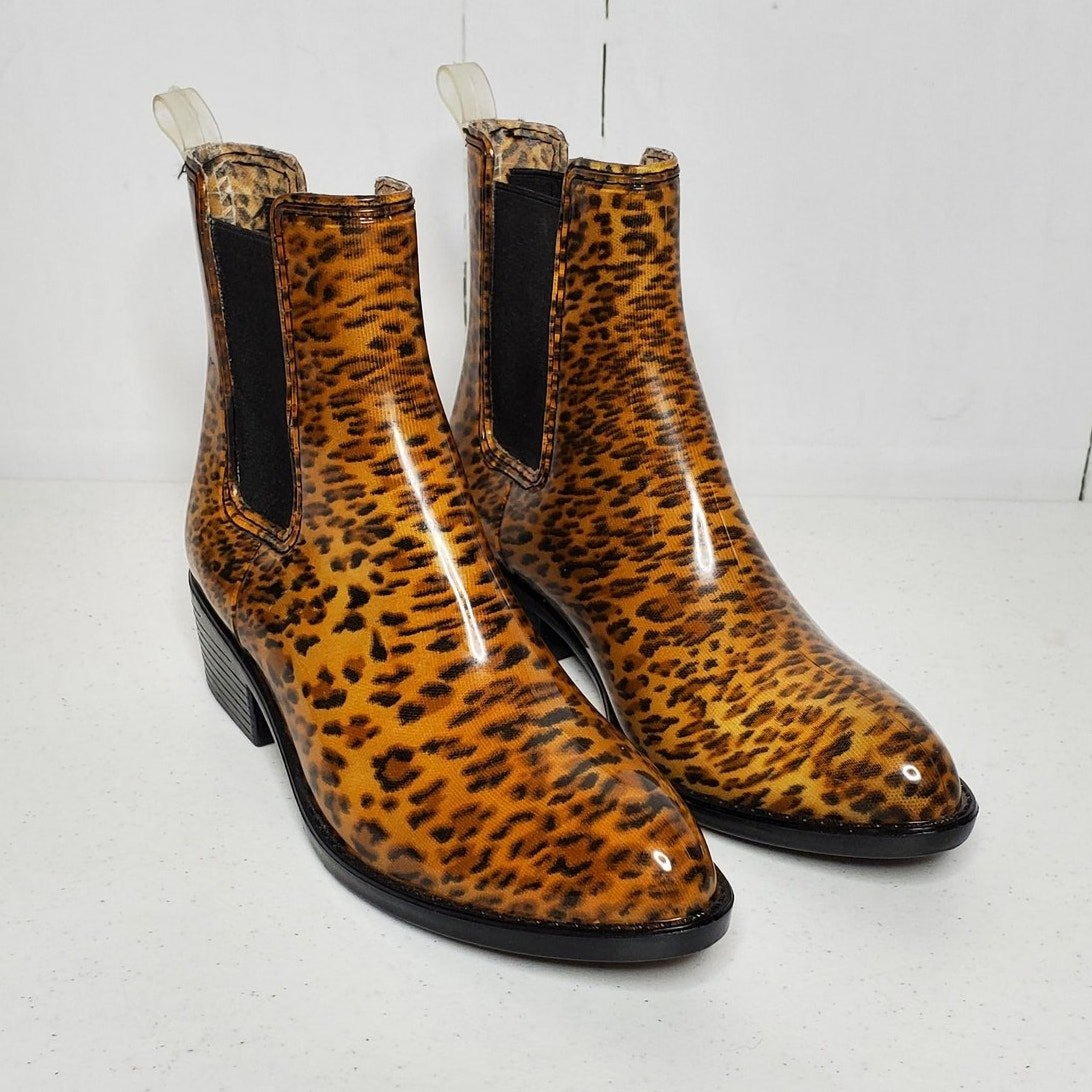 Jeffrey Campbell Stormy Leopard Havana Last Chelsea Rain Booties 7