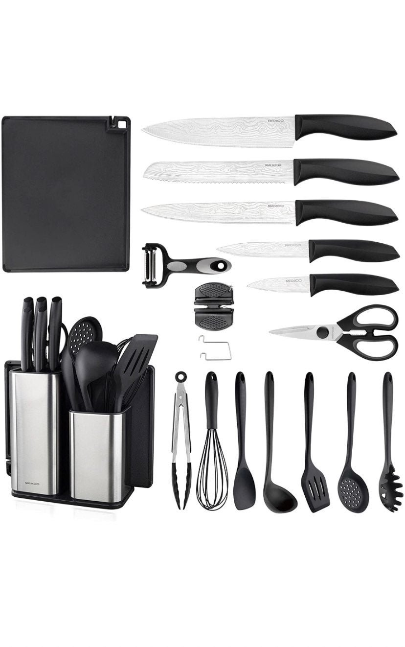 Kitchen Knife Set with Block, 18 Piece