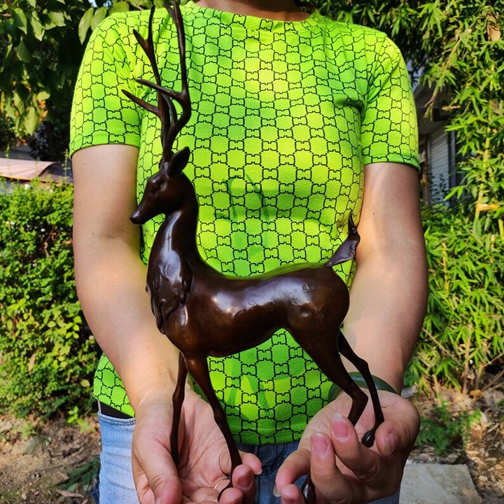 Retro Red Copper Deer Figurine - Lucky Deer Sculpture