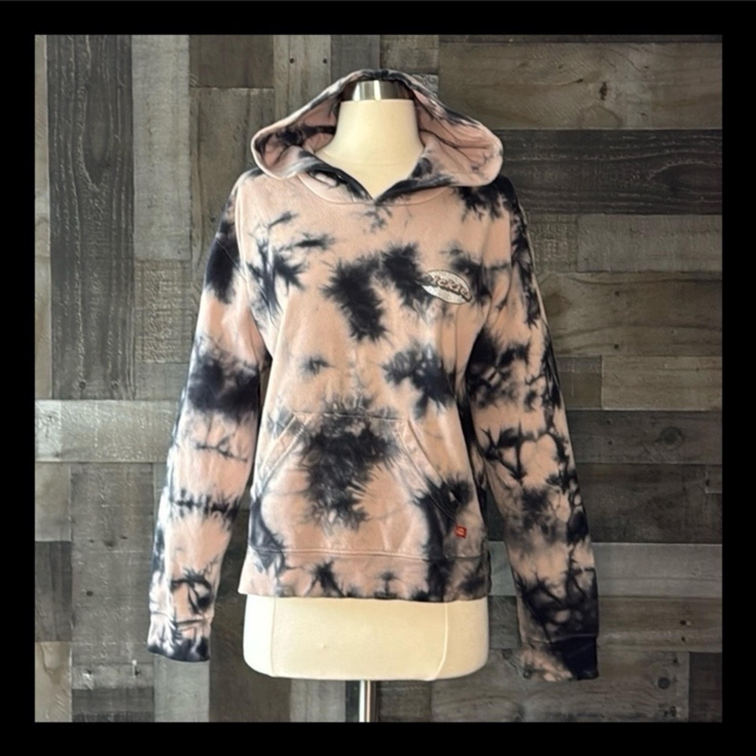 Dickies pink gray cropped tie dye hoodie sweatshirt medium skater California
