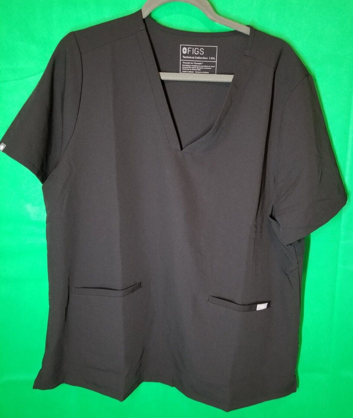 FIGS Technical Collection Scrub Top Size XXL Black FW1100, Nurse, Medical