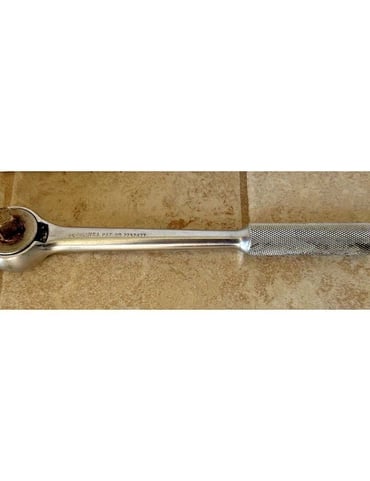 S-K Tools Chrome 1/2 Dr Ratchet # 42470 USA 10 Long Knurled Handle