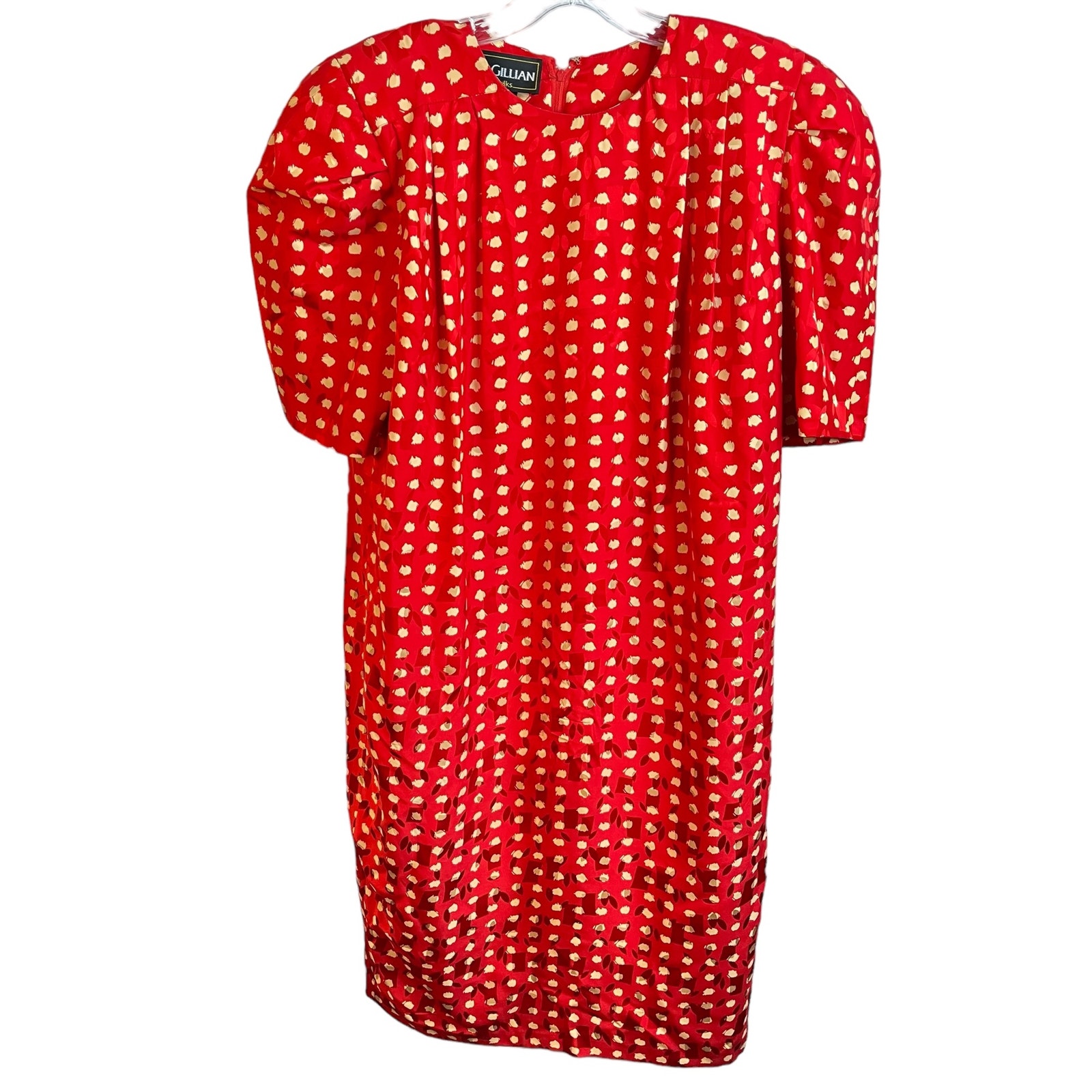 Vintage St. Gillian Silk Red Print Dress 14