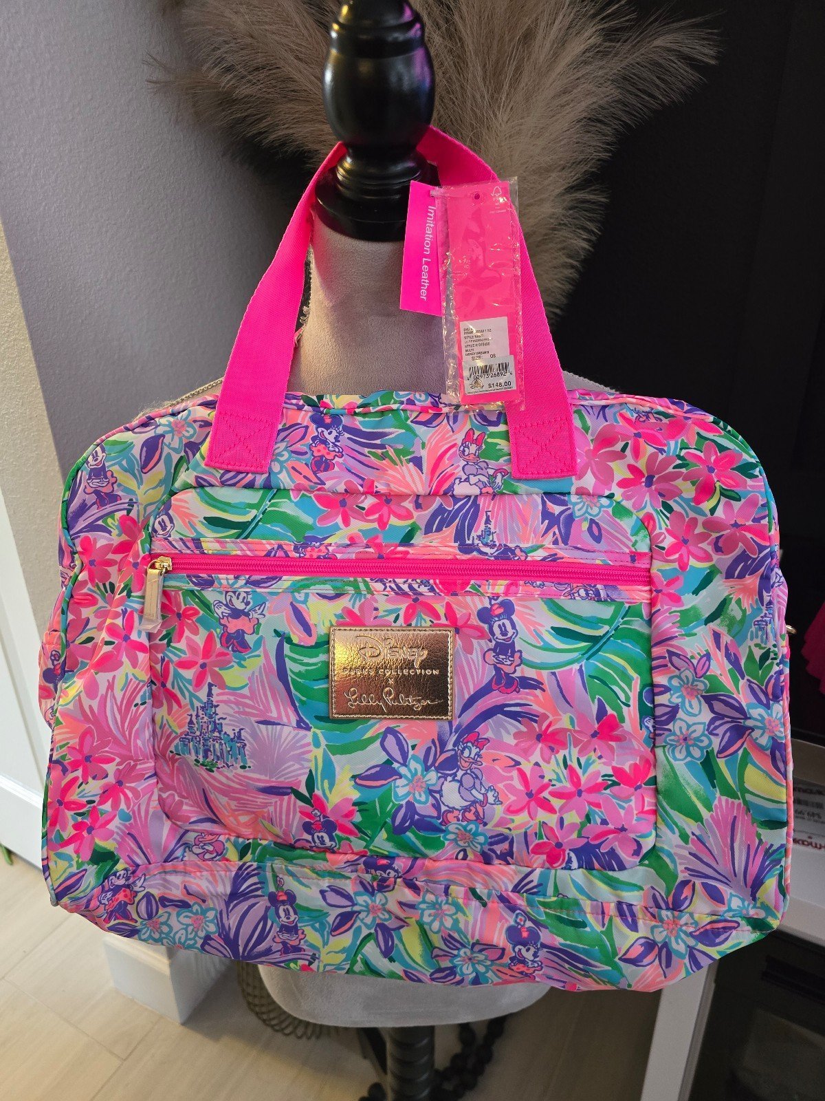 Disney Parks X Lilly Pulitzer Bag Dreamin Duck Weekender Large Minnie Daisy Pink