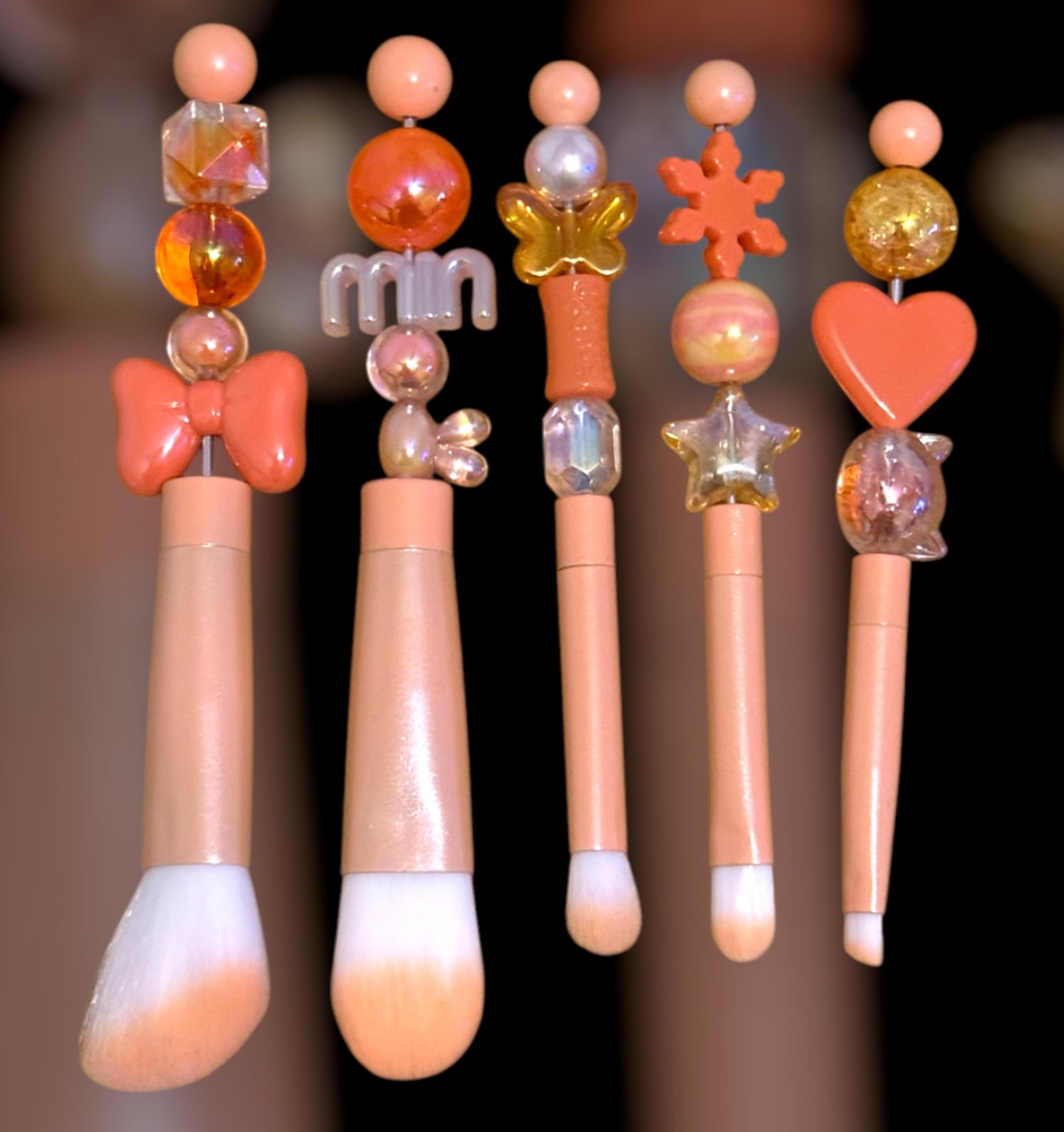 Orange makeup brush set