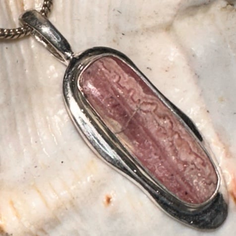 Sale* Whimsical dainty Rhodochrosite natural gemstone modern pendant