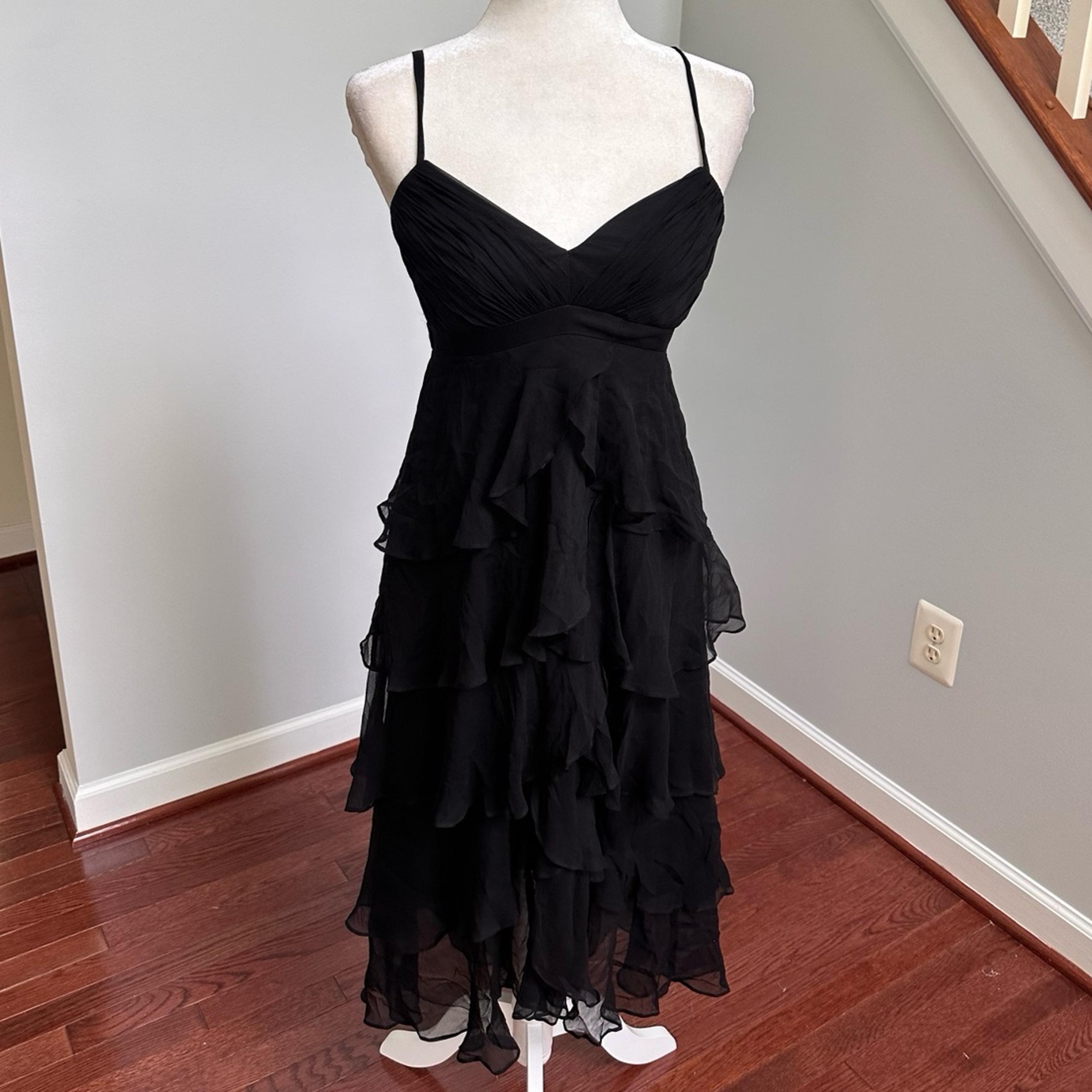 Y2K Vintage Anne Klein Black Silk Mermaid Asymmetrical Dress - Anthro Dollskill