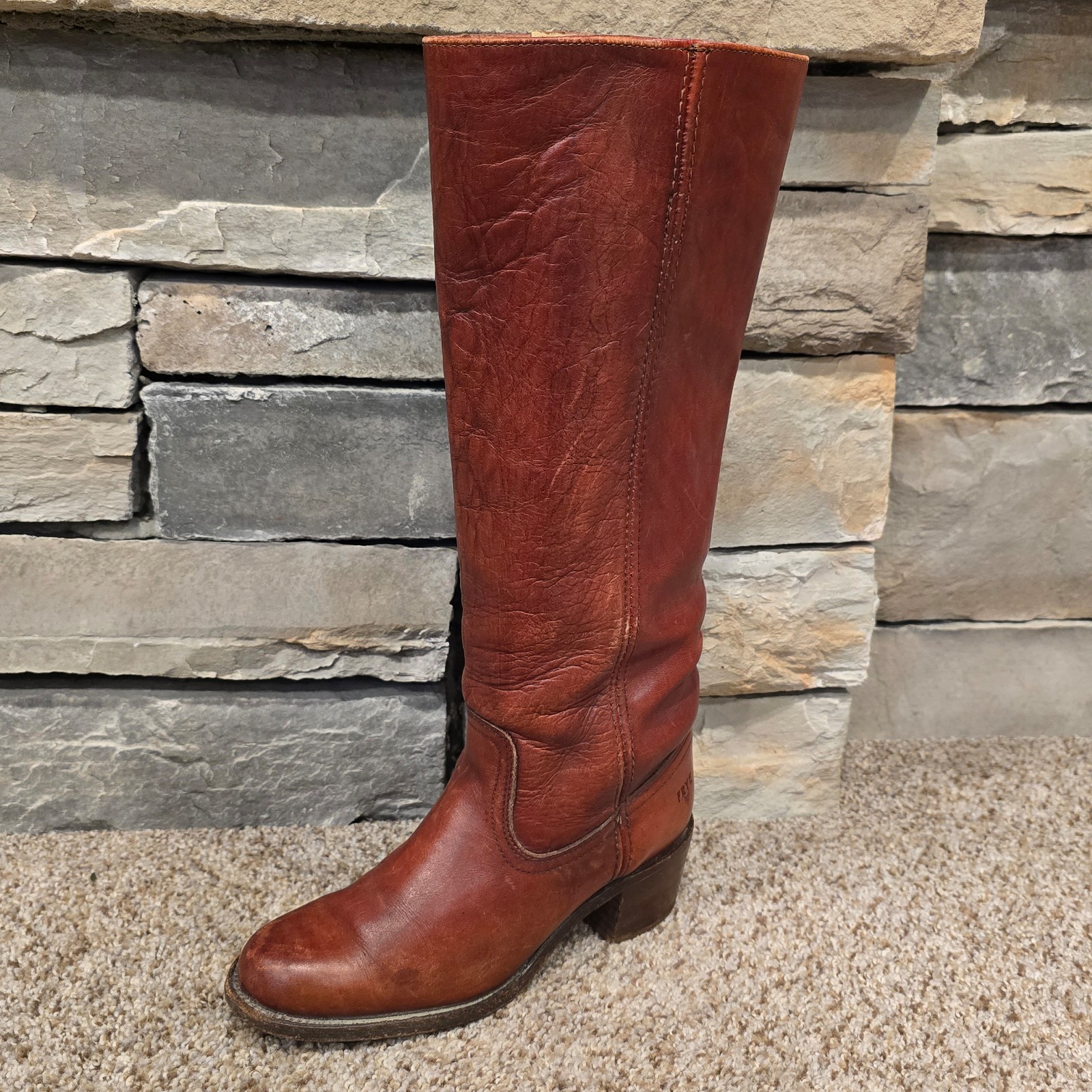 Frye Boots Made in USA Tall Campus Boots Womens 6.5 B Red Mahogany Knee High