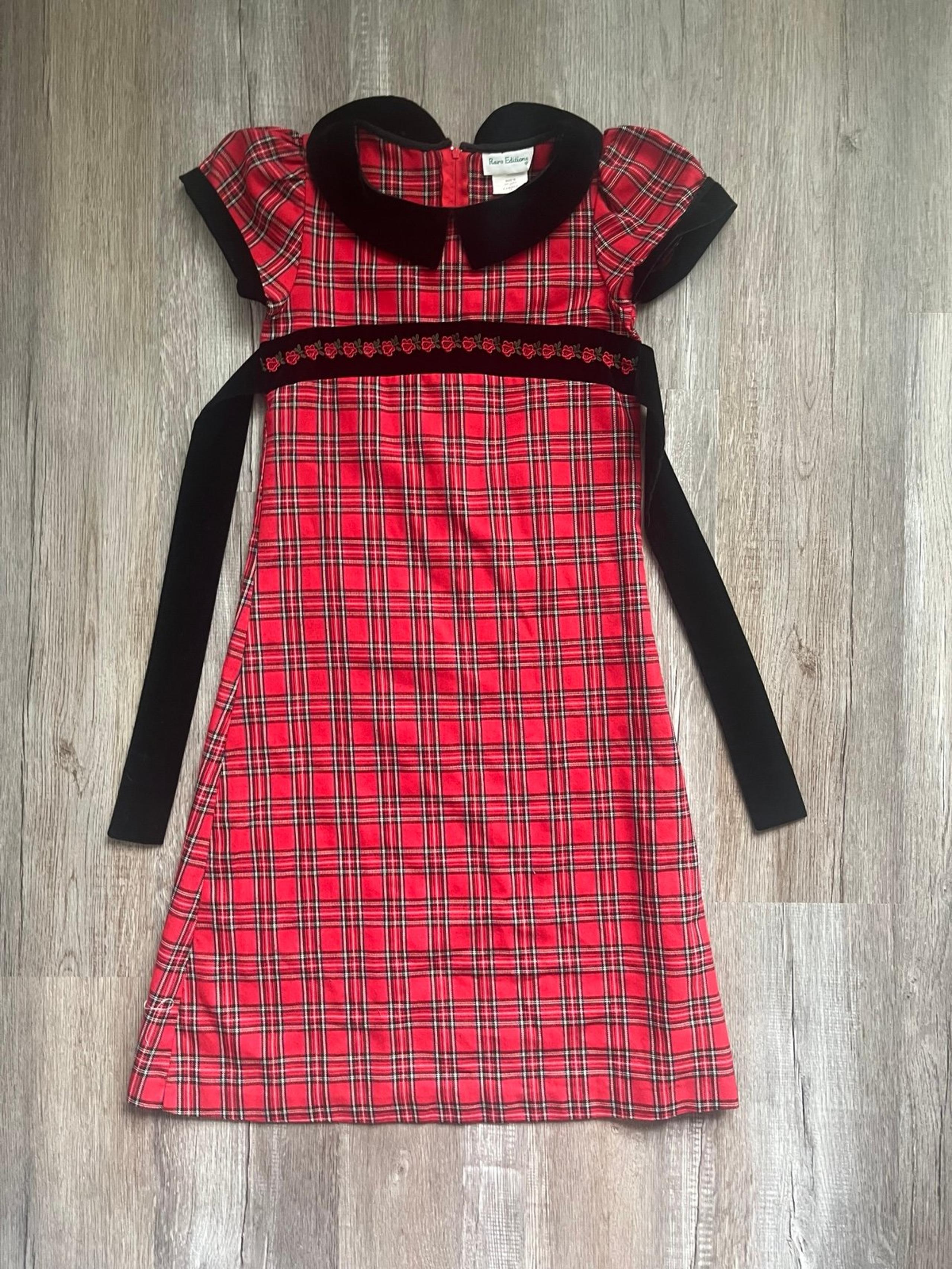 VTG Rare Editions Red And Black Velvet Dress Girls Size 10