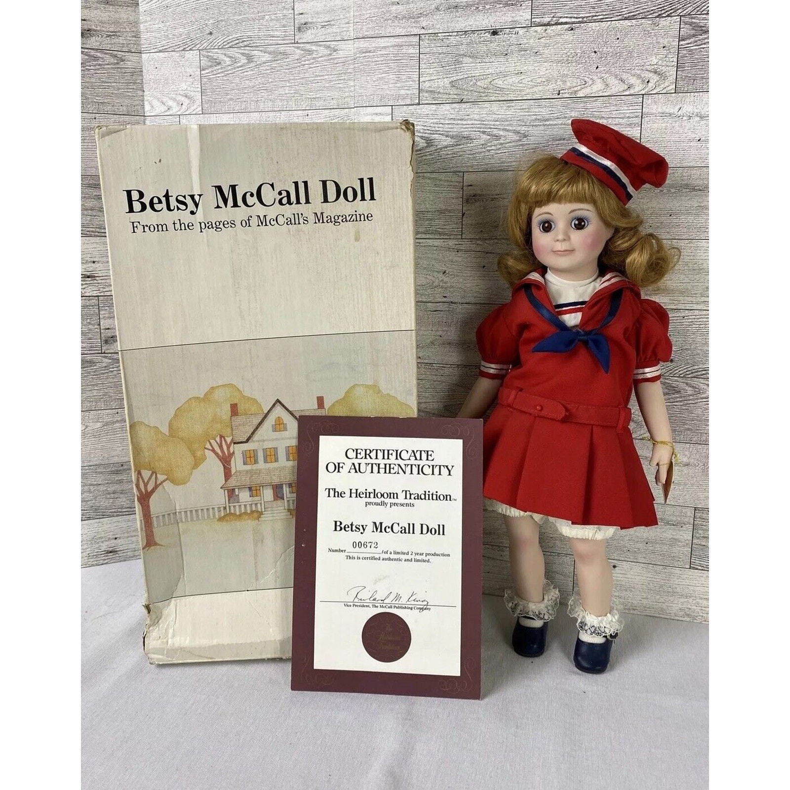 The Heirloom Tradition Betsy McCall “Summer” 16” Doll With Red Sailor Dress, Hat