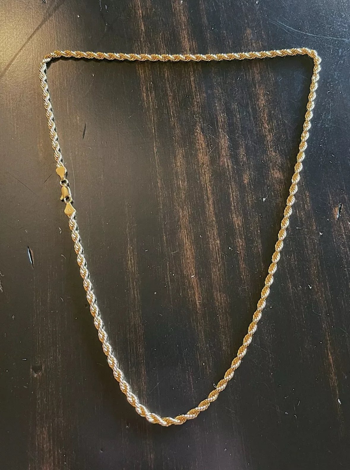 Men's 14k Gold Stamped Rope Chain 24 Inches 4mm Wide Plated Necklace
