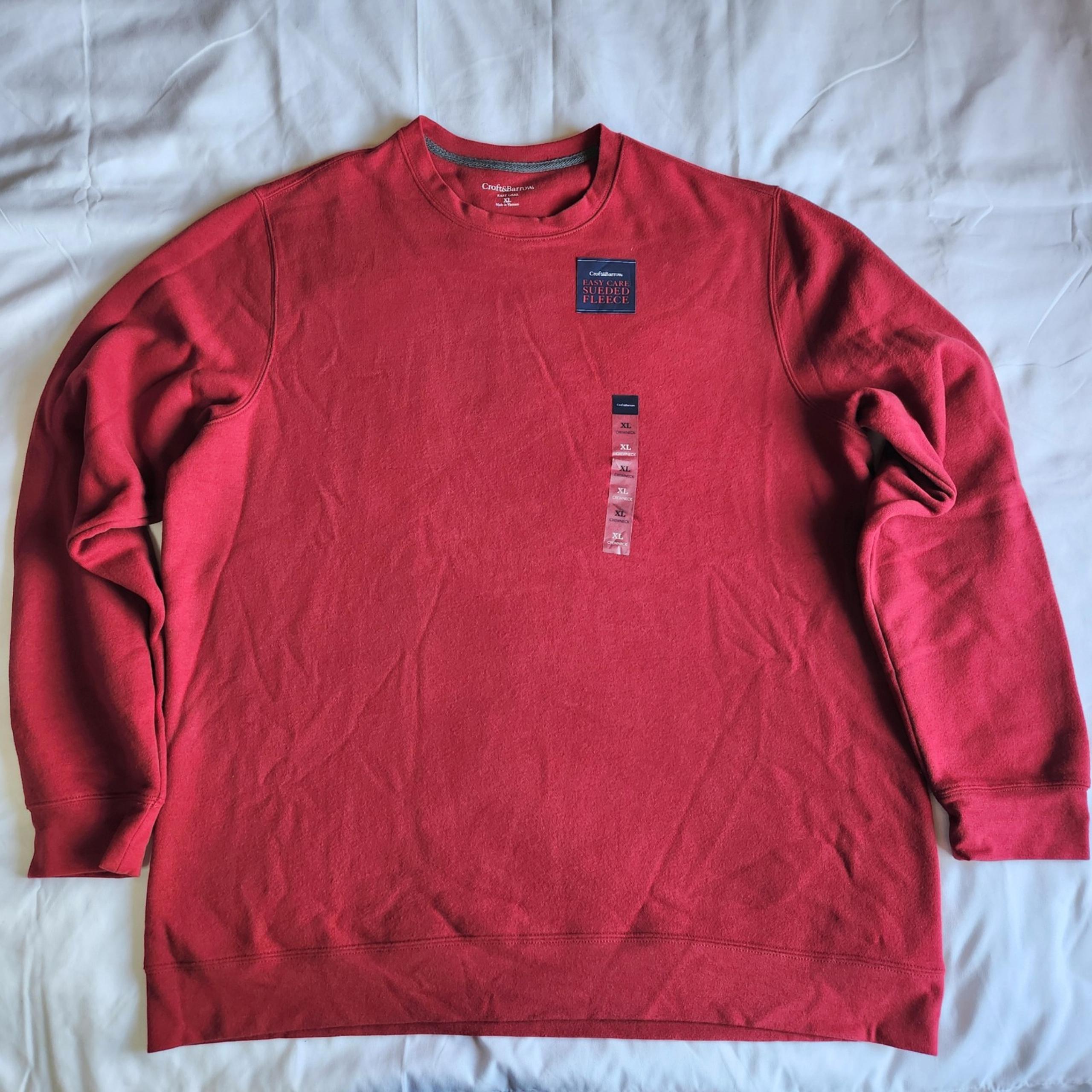 Croft & Barrow Easy Care Sueded Fleece Red XL Crew Neck Pullover Sweatshirt Swea