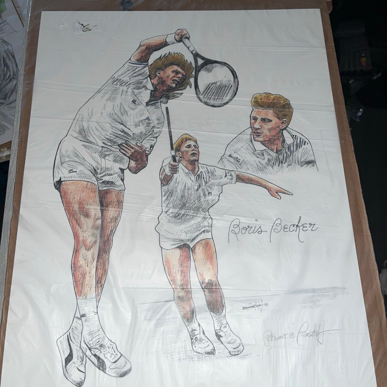 Boris Becker German Tennis Player Sketch signed by Bernice Batoff