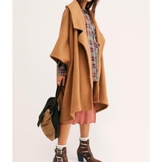 Free People Off Duty Oversized Knit Poncho Cape Tan Camel Women’s One Size