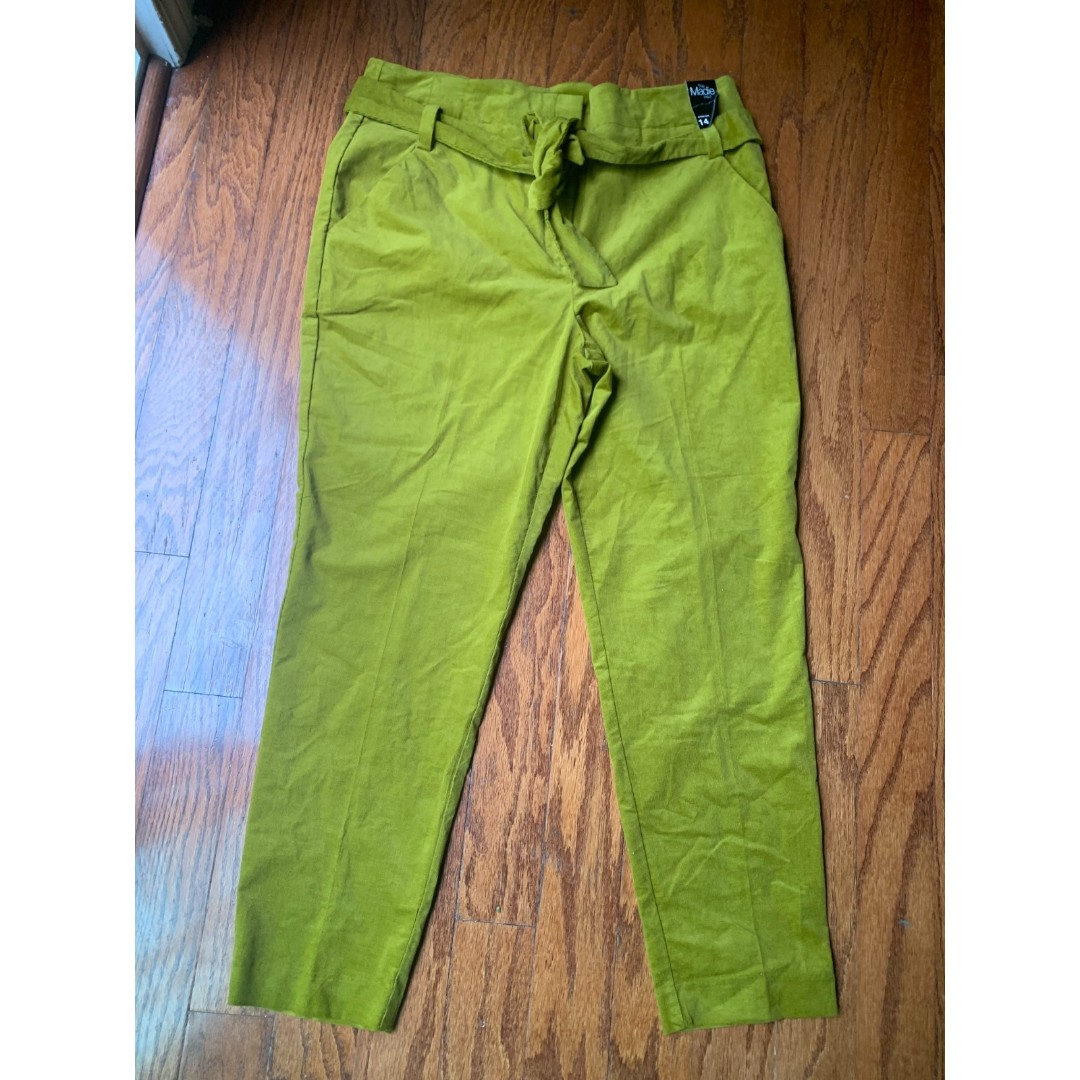7th Avenue Design Studio New York & Com Olive Green Corduroy Ankle Pant Size 14