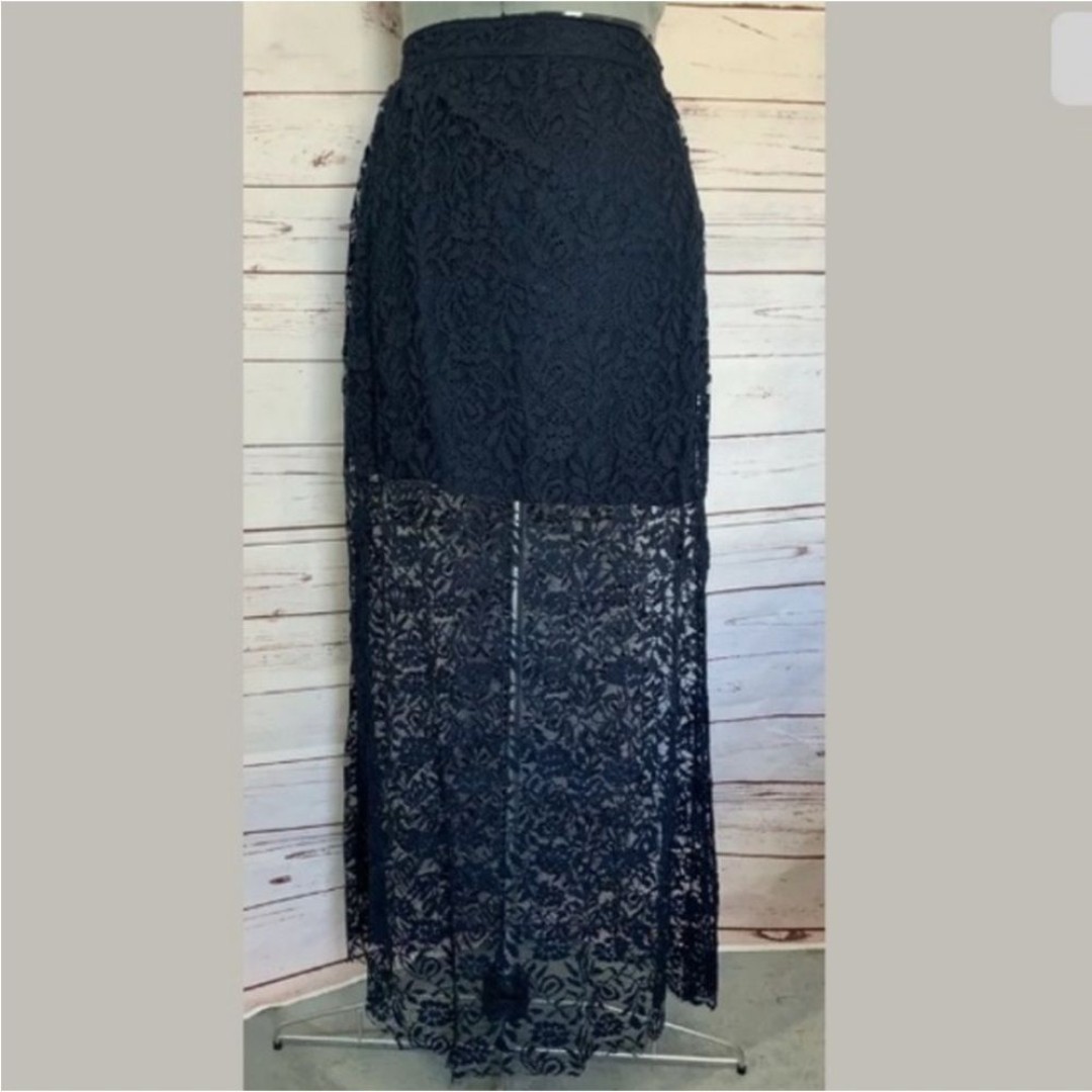 A & F New Size XS Navy Blue Boho Lace Maxi Skirt with High Slit Boho Western