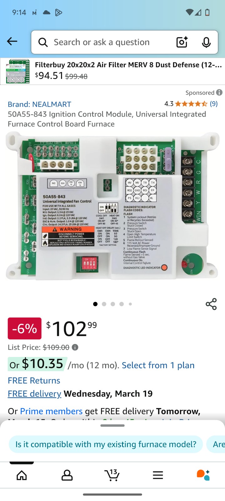 Furnace Control Board Furnace