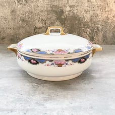 Vtg Crown Edelstein Bavaria Germany Rose China Serving Bowl Tureen 8” Lid c1924