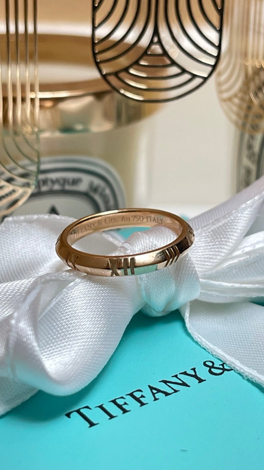 Tiffany Atlas X Closed Narrow Ring in Rose Gold, 3 mm Wide size 6 1425 NEW