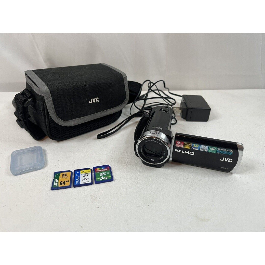 JVC GZ-E200BU Full HD Everio Camcorder W/ Battery, Charger, (3) SD Cards & Case.