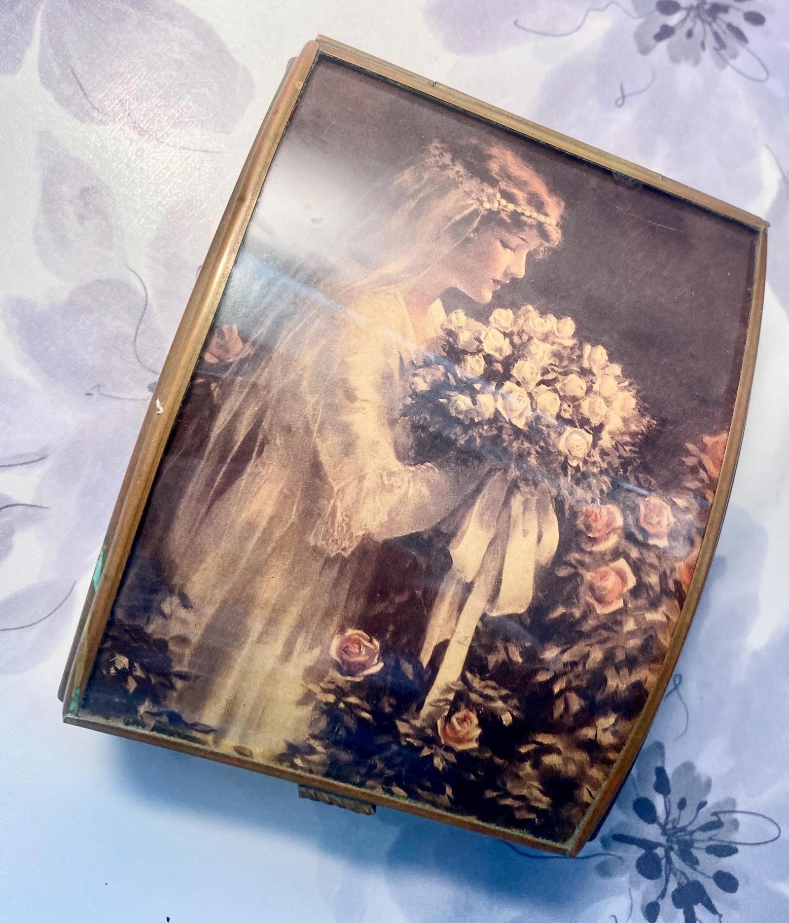 Vintage Bride Musical Jewelry Box Via Vermont Hand Crafted Glass