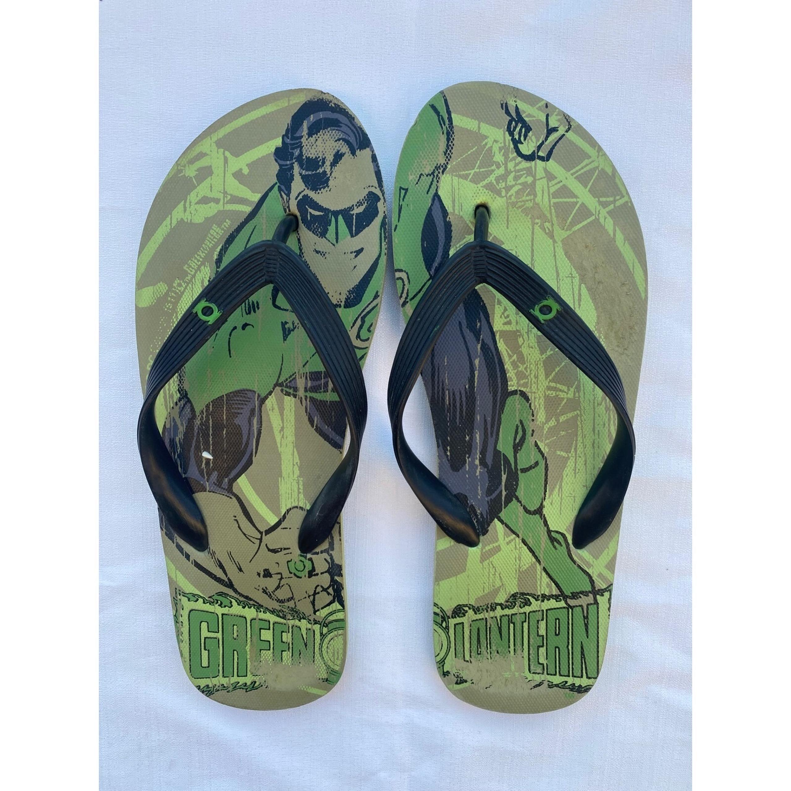 Green Lantern Flip Flops Comic Book Superhero Slides Sandals Mens Size 41/42