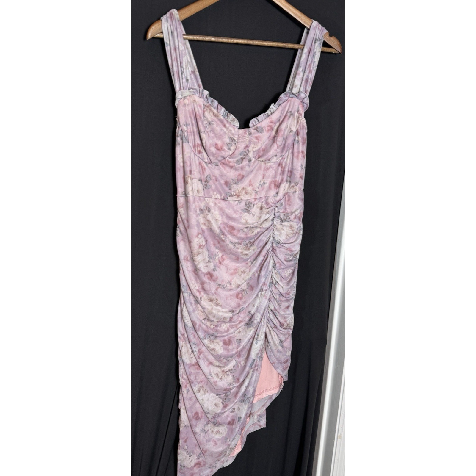 Womens Dress Pink Floral Lace Ruched Babydoll Princess Fairy XL Coquette