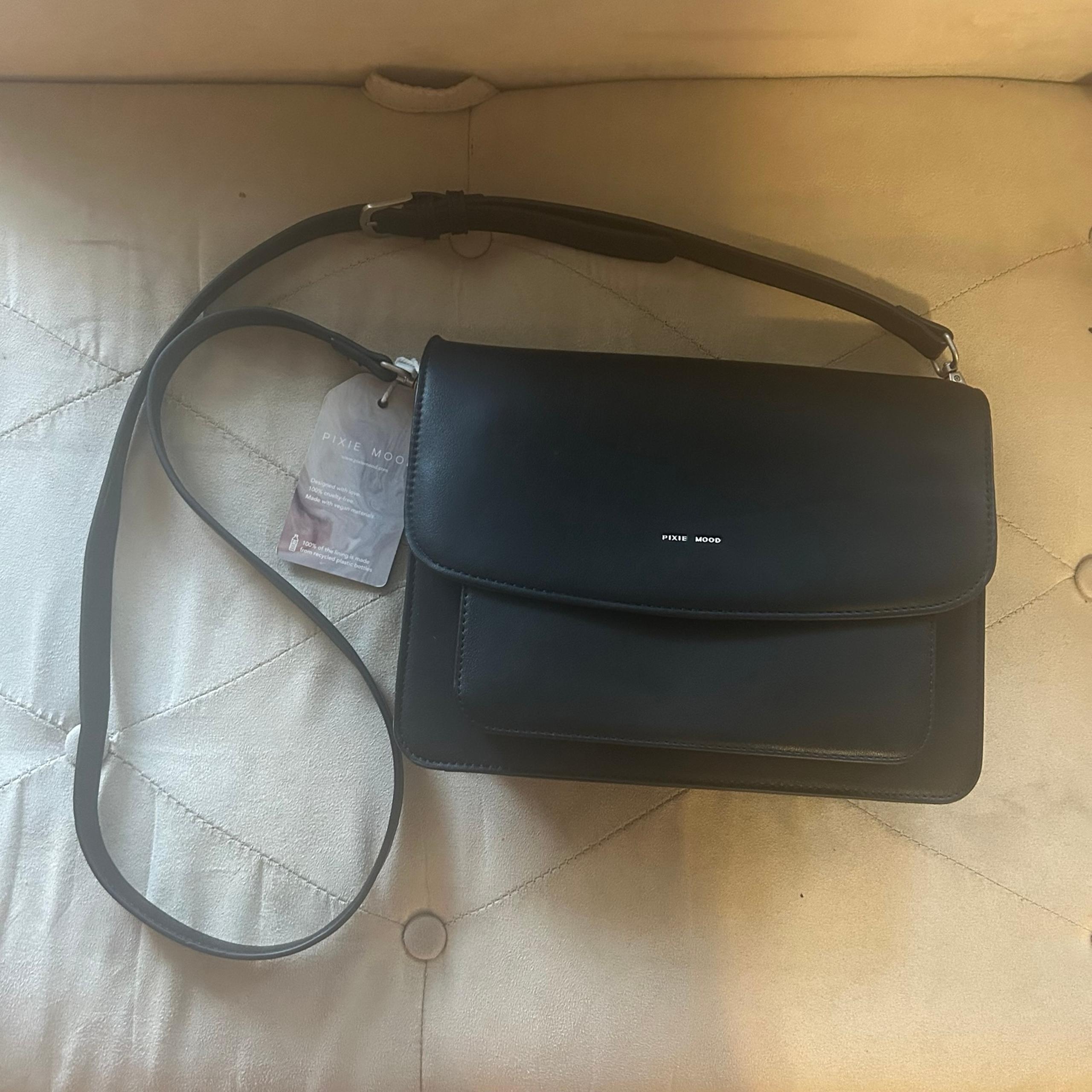 Pixie Mood Zoe Purse Vegan Leather Bag Crossbody Adjustable Strap Black NWT