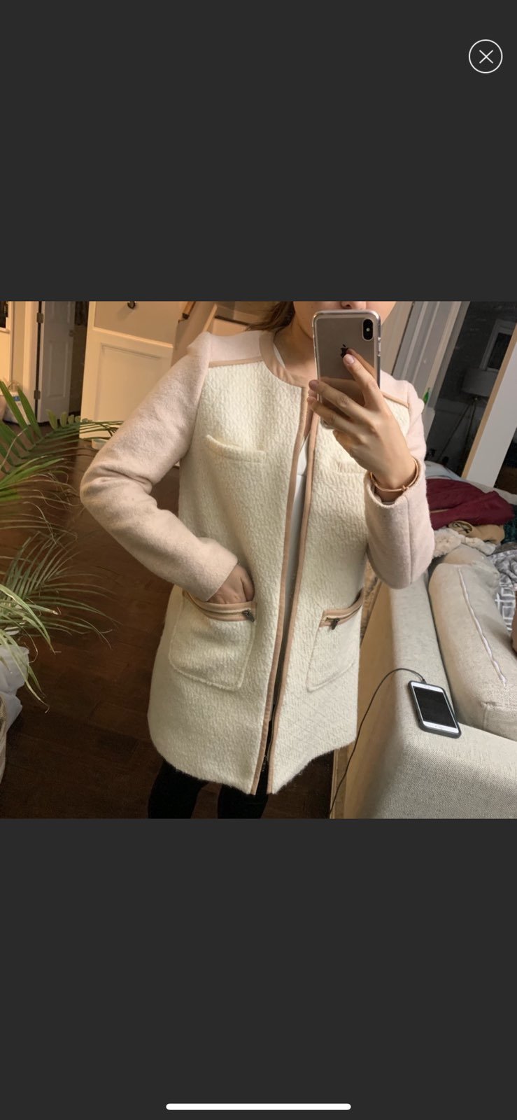 Cream And Blush Structured Coat Wool