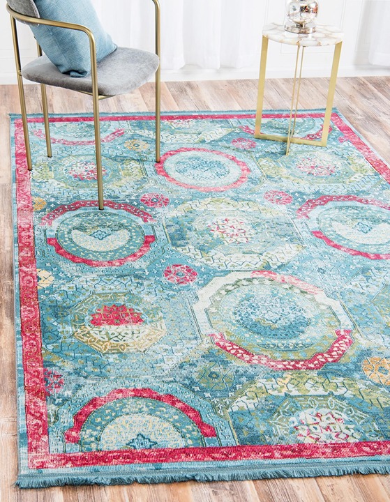 5' x 8' New Area Rug Blue H 39538 Home Decorative Art Soft Carpet Collectible