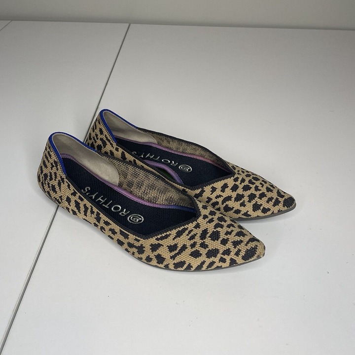 Rothys The Point Leopard Animal Print Size 7