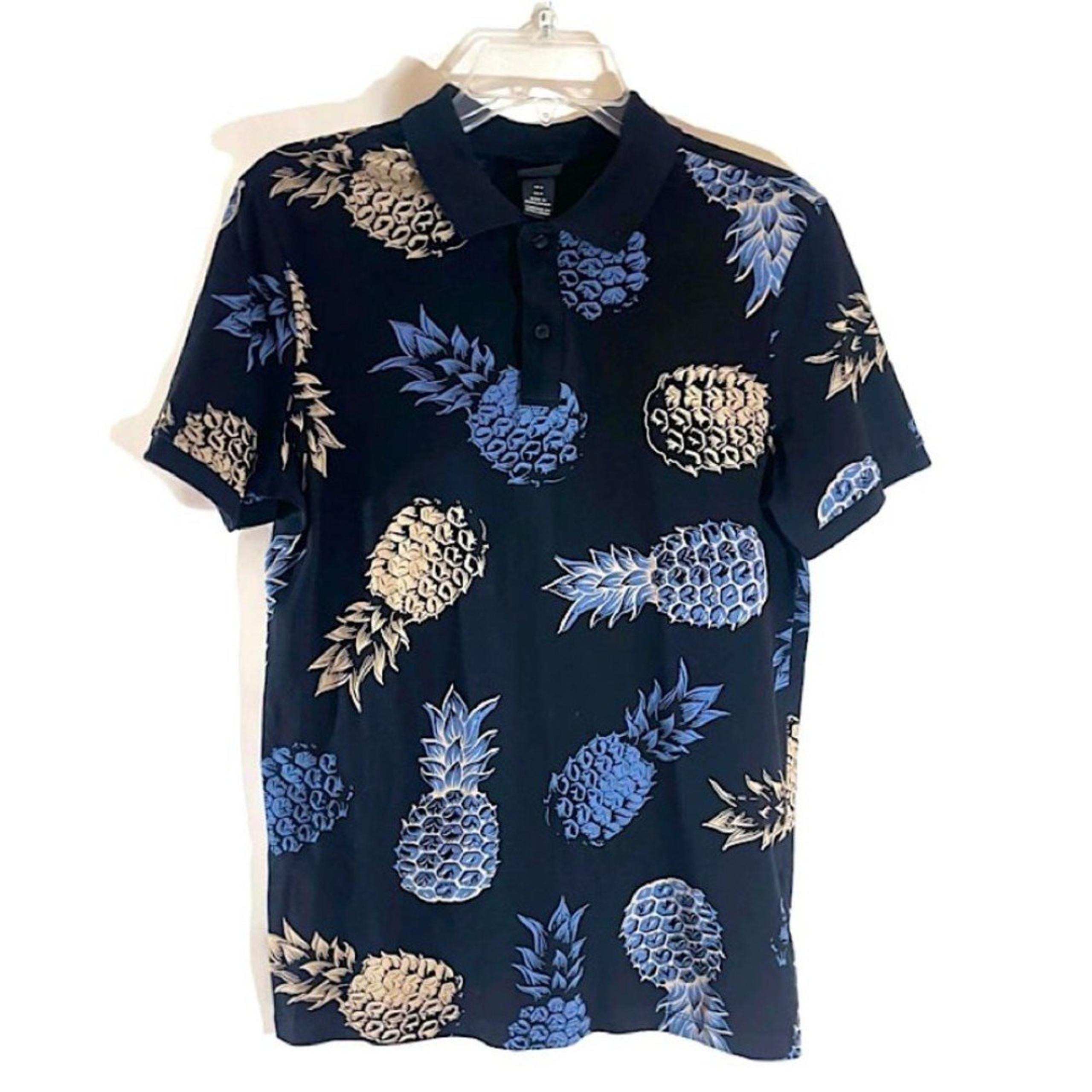 NWOT Forever 21 Black Tropical Pineapple Polo Shirt
